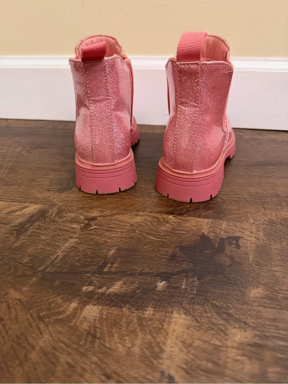 Girls Glitter Pink Chelsea Rain Boots - Sparkle Slip-On Waterproof